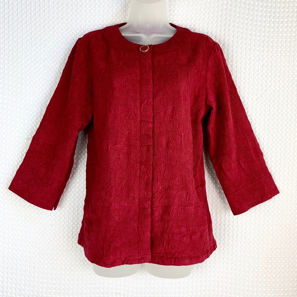 Coldwater Creek Shirt Jacket 3/4 Sleeves Red Sz 8